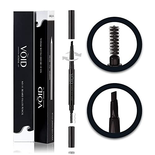 VOID Homme Black Beard Filler Pen Kit - Fuller, Natural-Looking Beard with Waterproof Pencil, Liner, and Marker