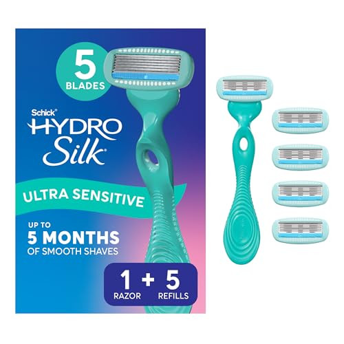 Schick Hydro Silk Ultra Sensitive Razor for Women | Womens Razor for Sensitive Skin, 5 Blade Razors for Women, Womens Razors for Shaving, Includes 1