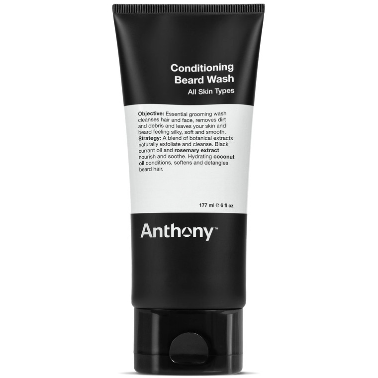 Anthony Conditioning Beard Wash, 6 Fl Oz, Contains Botanical and Rosemary Extracts, Black Currant and Coconut Oils, Cleanses, Hydrates, Softens, and