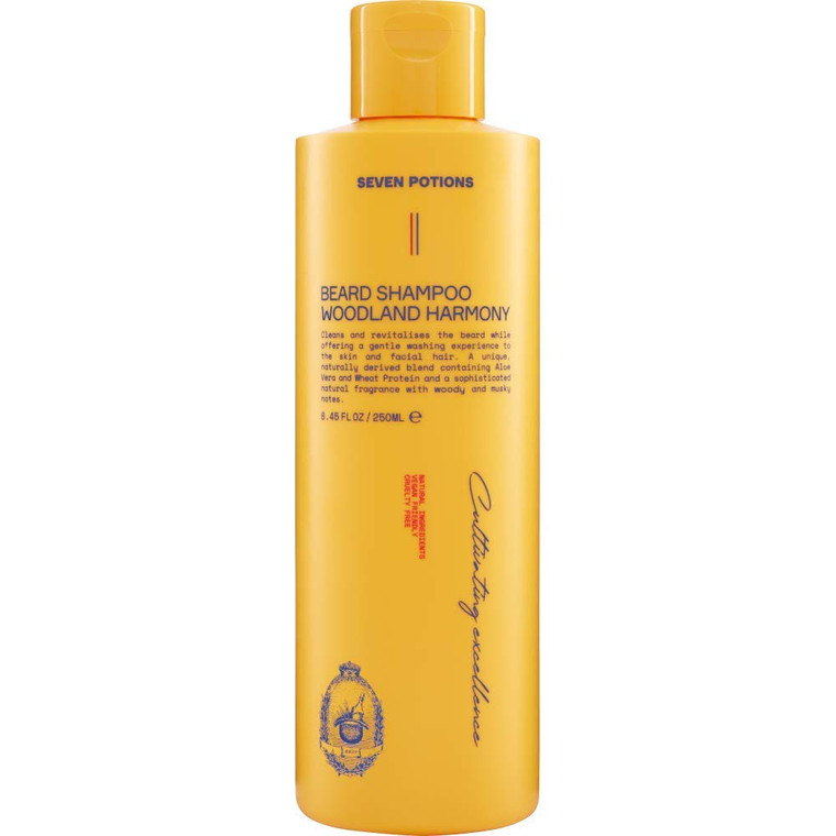 SEVEN POTIONS Beard Shampoo for Men, Woodland Harmony, 8.45 Fl Oz - Natural, Vegan, Cruelty Free - Gentle, Cleansing Wash for a Clean Beard with No I