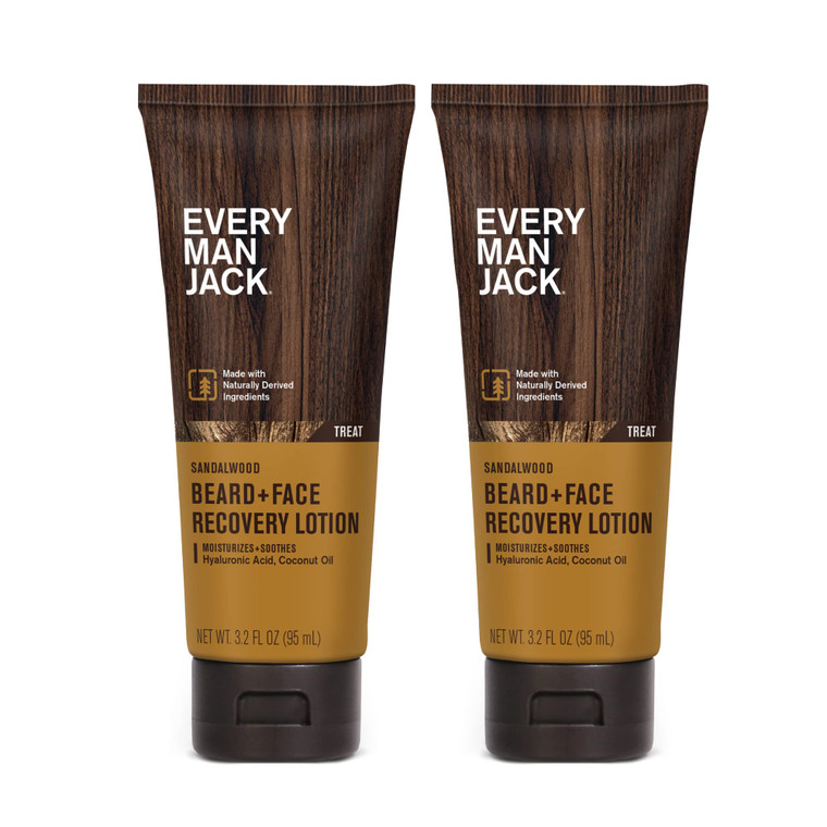 Every Man Jack Beard + Face Recovery Lotion-Moisturizes Relieves Dry Skin and Beard Itch - Light Sandalwood Scent-Made w/Naturally Derived Ingredient