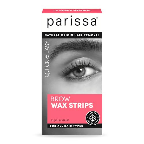 Parissa Natural Brow Wax Strips | Beginner-Friendly & Fragrance-Free | Ready-to-Use Eyebrow Waxing for Sensitive Skin | 32 Strips (16 x 2)