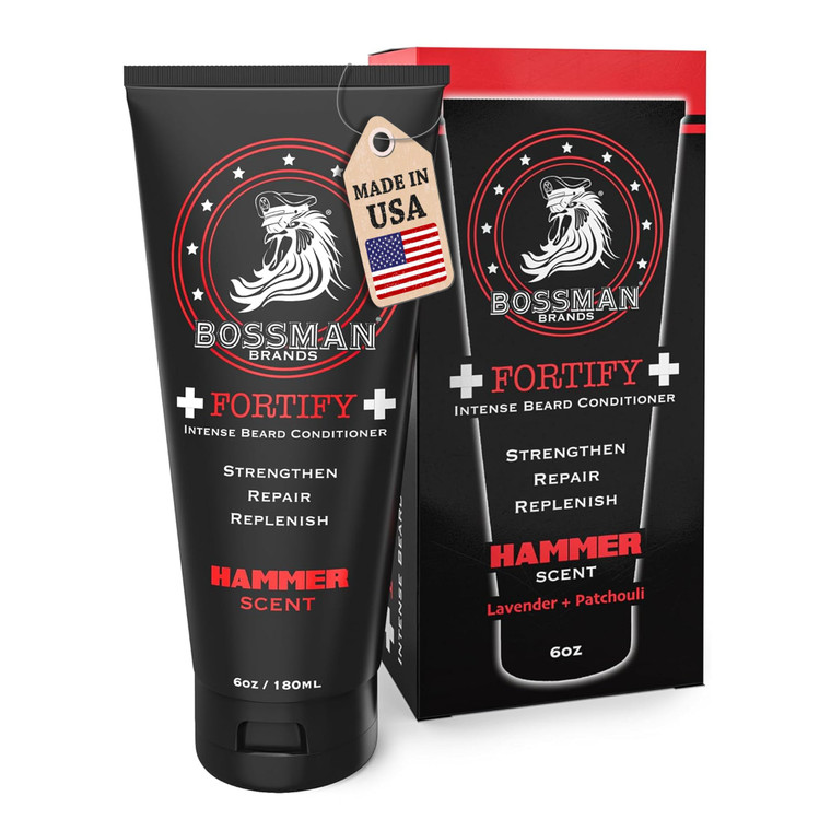 Bossman Fortify Intense Beard Conditioner for Men (Hammer Scent)  Moisturizes, Replenishes & Protects with Natural Ingredients  Thicker Formula, Ma