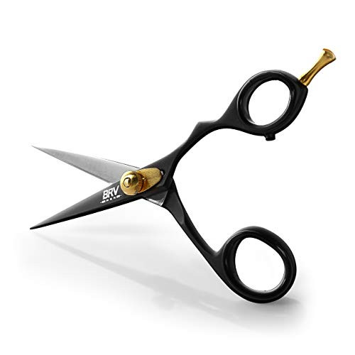 BRV MEN Professional Mustache & Beard Trimming Scissors - 5.5" | High Carbon Stainless Steel & Hammer Forged Mustache Scissors | Razor Sharp Facial H