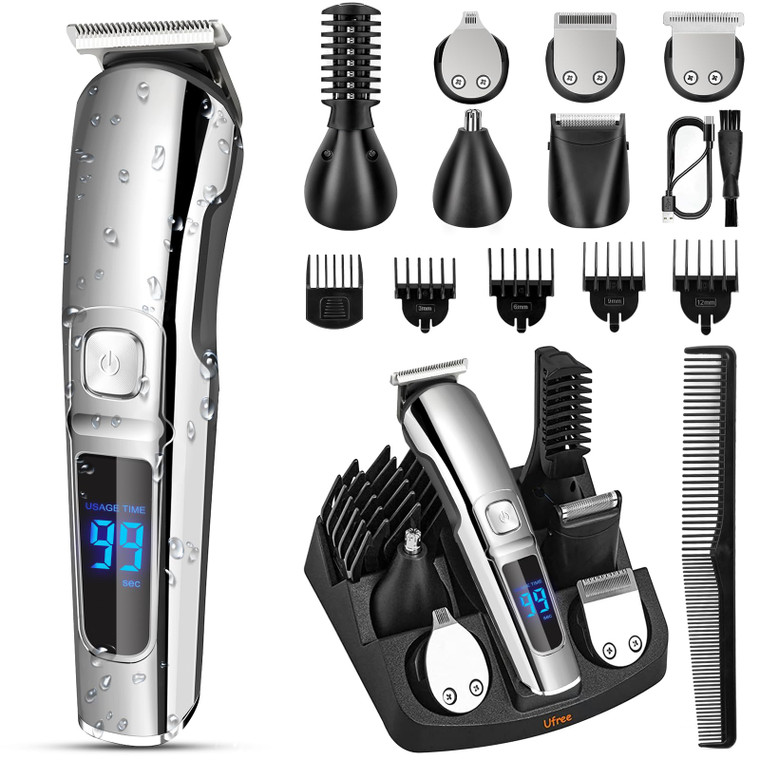 Ufree Beard Trimmer for Men, Waterproof Electric Razor for Nose, Body, Face & Mustache, Cordless Hair Clippers Shavers Grooming Kit, Valentines Day G
