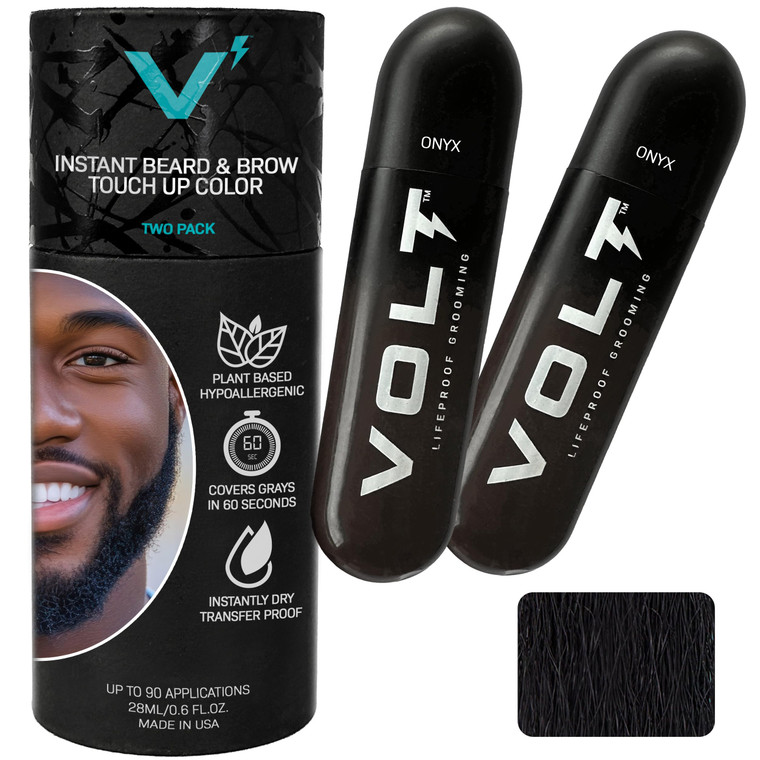 VOLT Grooming Temporary Instant Beard Color ECO 2 Pack Refill - Quick Drying Plant Based Hypoallergenic Brush on Color for Beards, Mustaches, and Eye