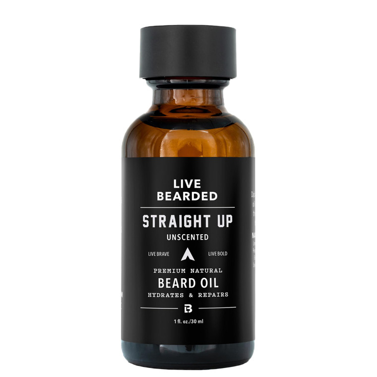 Live Bearded Beard Oil, 1 fl oz - Premium All-Natural Jojoba - Made in the USA - Hair and Skin Care for Men with Dry, Flaky Patches | Straight Up Uns