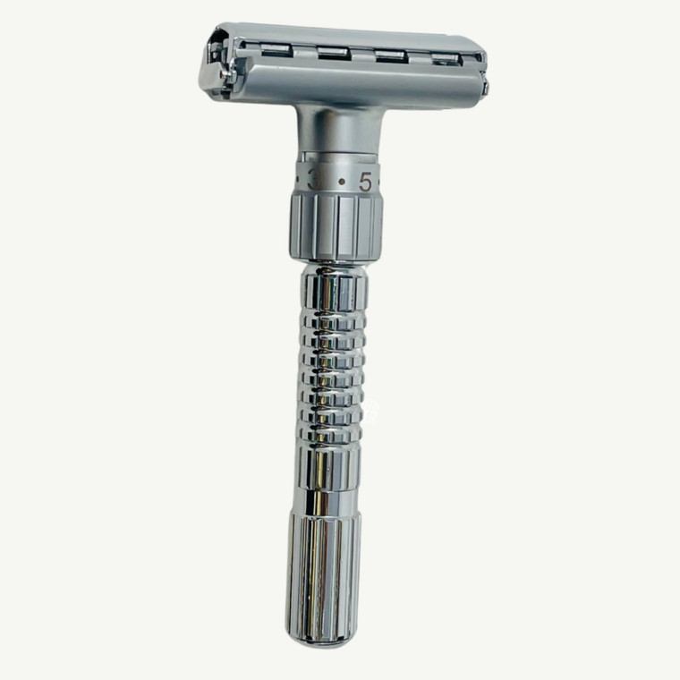 G.B.S Men's Heavy Duty Long Handle Adjustable Double Edge Safety Razor Stainless Steel Construction, Ergonomic Handle, Comes with Free 10 Blade Refil