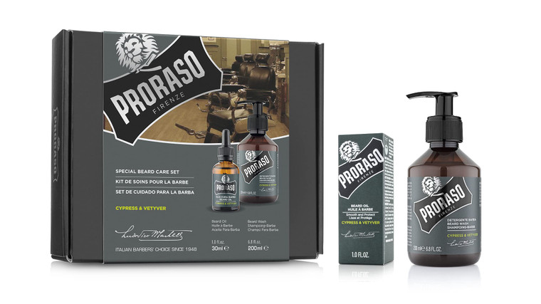 Proraso Cypress and Vetyver Beard Care Duo Kit - Beard Wash and Oil with Fresh, Earthy Scent for Long or Full Beards - Premium Italian Gift Set for M
