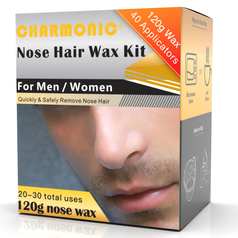 120g Wax Nose Wax Kit, Nose Hair Wax Kit with 40 Applicators, Quick & Painless Nose Waxing Kit for Men and Women, Nose Hair Remover Kits Used 20 Time