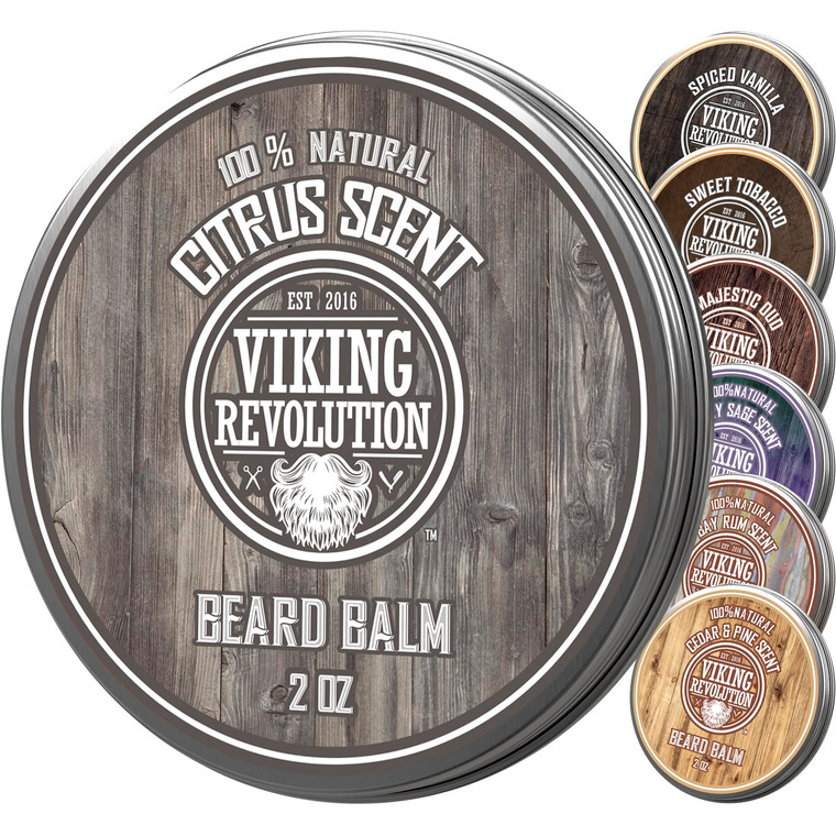 Viking Revolution BEST DEAL Beard Balm with Argan Oil & Mango Butter - Styles, Strengthens & Softens Beards & Mustaches - Citrus Scent Leave in Condi