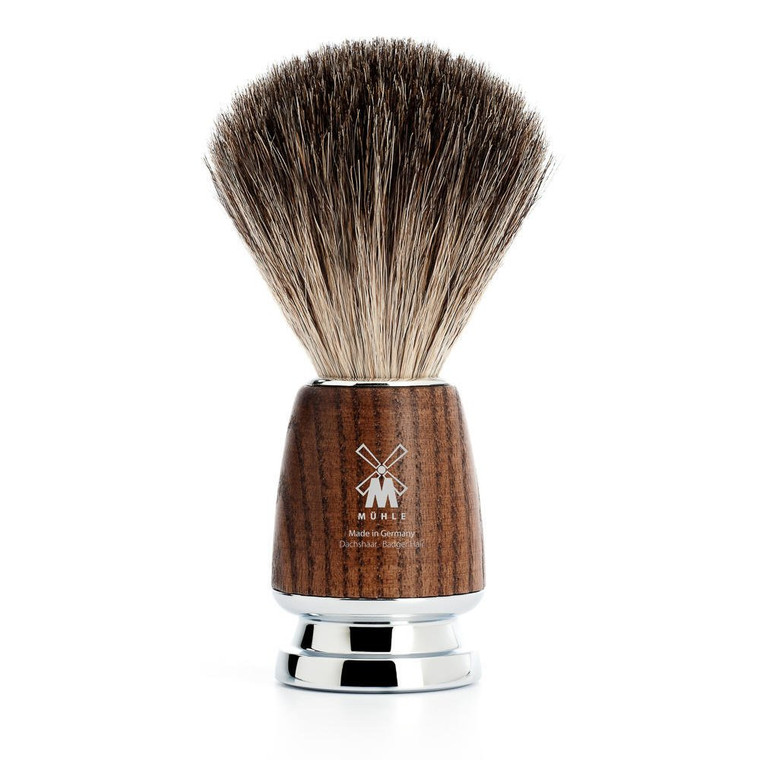 MUHLE RYTMO Pure Badger Shaving Brush | High-Grade Steamed Resin Handle with Chrome Accents | Luxury Shave Accessory for Men