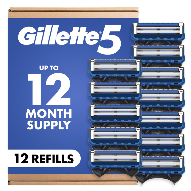 Gillette5 Mens Razor Blade Refills, 12 Count, Lubrastrip for a More Comfortable Shave