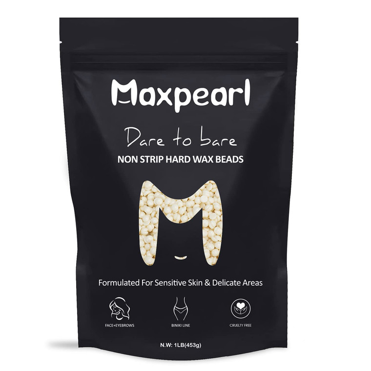 Maxpearl Wax Beads for Facial Hair Removal, 1LB Hypoallergenic Hard Wax Beans with Natural Ingredients for Sensitive Skin, Eyebrows, Upper Lip, Chin,
