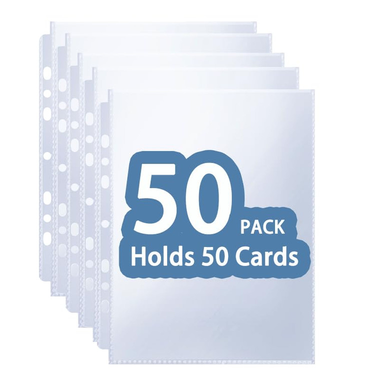 6x8.5 Binder Sheets Sleeves for 8.07 x 9.64 Binder 6Ring 3Ring 2 Ring (100 Pictures), Top Loading 7 Hole Transparent Refill Pages Sheet Protector fo