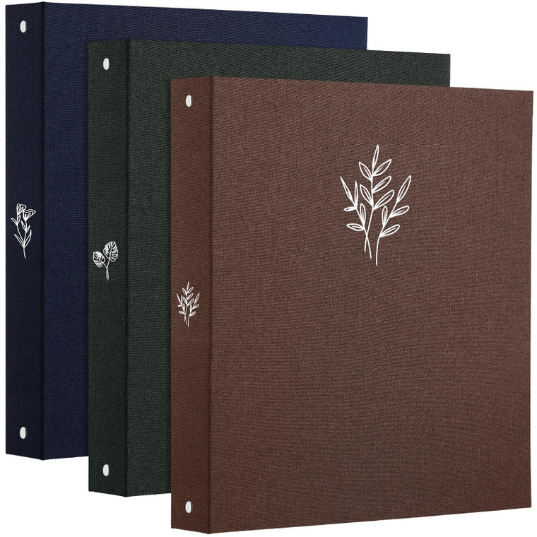 Ctosree 3 Pcs Aesthetic 3 Ring A4 Binder Linen Photocard Binder End of The Year Student Gifts Large Sturdy Hardcover 2 Large Linen Pockets Office and