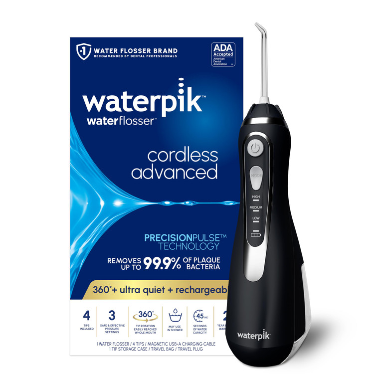 Waterpik Cordless Advanced 2.0 Water Flosser For Teeth, Gums, Braces, Dental Care With Travel Bag and 4 Tips, ADA Accepted, Rechargeable, Portable, a