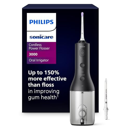 Philips Sonicare Cordless Power Flosser 3000 - Water Flosser with Innovative Quad Stream Technology, Oral Irrigator with 2 Flossing Modes and 3 Press