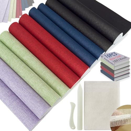 Book Binding Kit - 10 Pcs 10x14 Inch Cloth, 2 Pcs Mull Cloth, Bone Folder for Repair & Reinforce Old Books