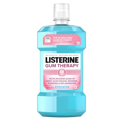 Listerine Gum Therapy Antiplaque & Anti-Gingivitis Mouthwash, ADA Accepted Oral Rinse Helps Reverse Early Gingivitis Signs Like Bleeding Gums, 4X Hea