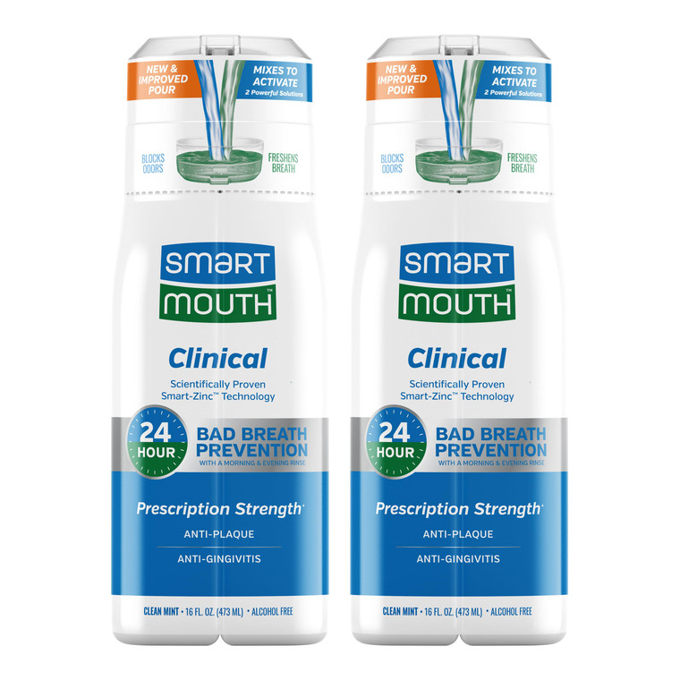 SmartMouth Clinical Zinc Activated Mouthwash - Anti-Plaque & Anti-Gingivitis for Healthy Gum Support - All-Day Fresh Breath - Alcohol-Free, Sugar-Fre