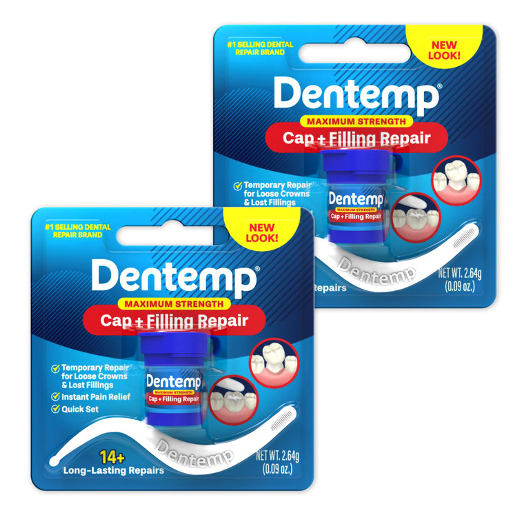 Dentemp Maximum Strength Loose Cap and Lost Filling Repair - Dental Repair Kit for Instant Pain Relief (Pack of 2)