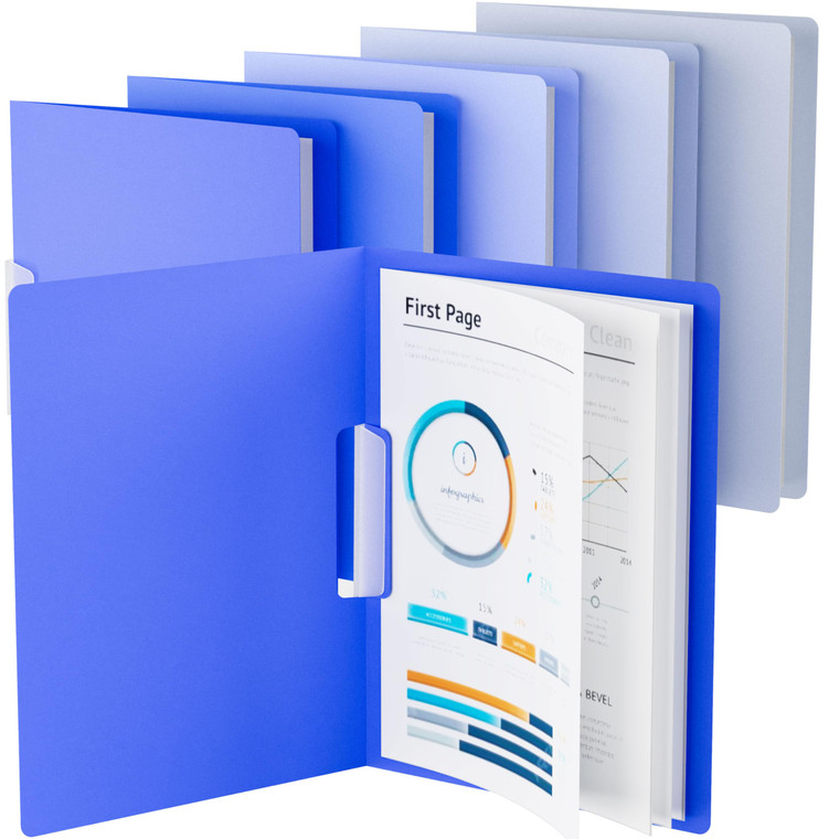 SooHeeRange 5 Pack Lightweight Swing Clip Report Covers, 9×12 Letter Size, 40 Sheet Capacity, Punchless Slide-Locking Folders for Office, School, Por