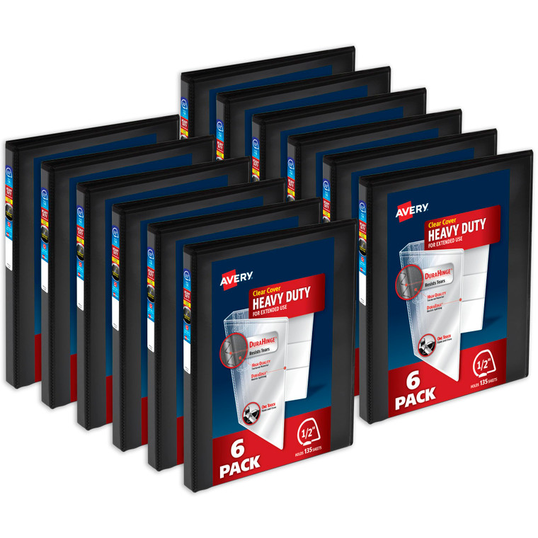 Avery Heavy-Duty View 3 Ring Binders, 0.5 Inch One Touch Slant Rings, 135-Sheet Capacity, DuraHinge, 0.7 Inch Wide Spine, Customizable Clear Cover an