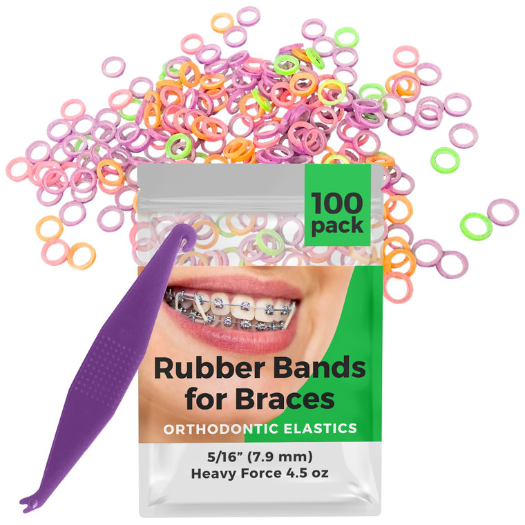 Orthodontic Rubber Bands for Braces - Premium Quality Elastic Teeth Rubber Bands for Braces, Fix Tooth Gaps, Dreadlocks, Includes Free Elastic Placer