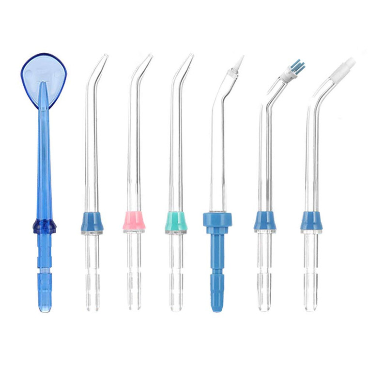 Dental Water Flosser nozzles, TUREWELL 7PCS Replacement Standard and Functional Jet Tips for Family Oral Irrigator FC165, FC168, FC169, FC166, FC163,