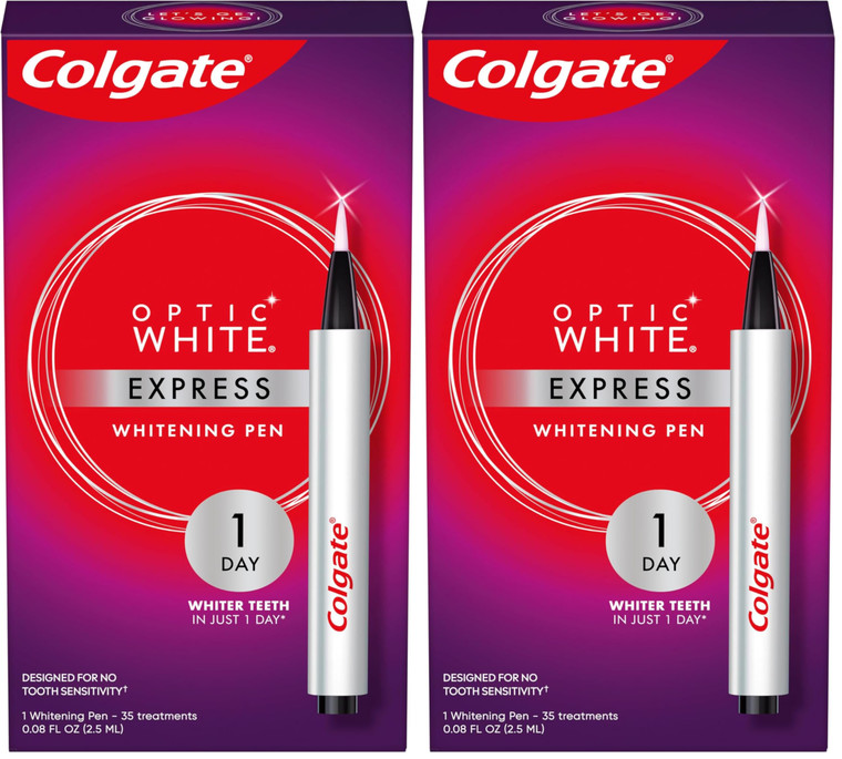 Colgate Optic White Express Teeth Whitening Pen with 35 Treatments, Enamel Safe, Designed for No Tooth Sensitivity, 0.08 oz