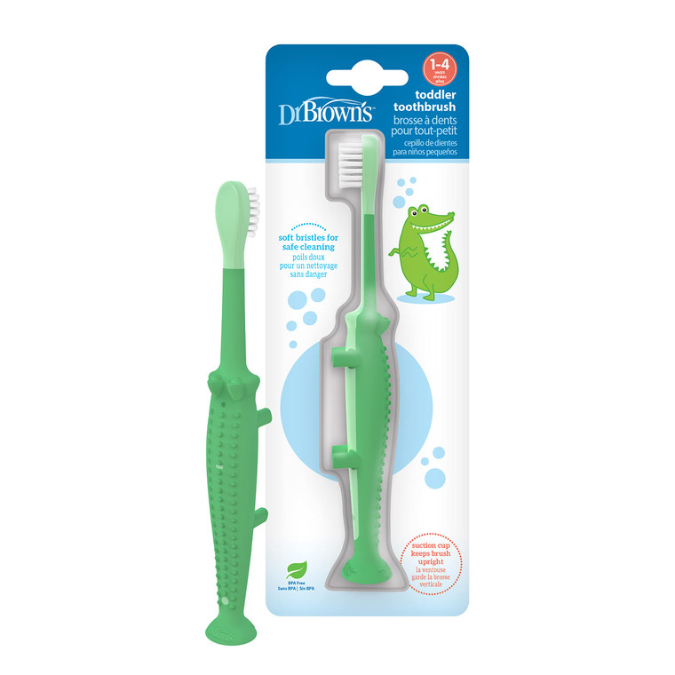 Dr. Brown's Baby and Toddler Toothbrush - Crocodile, BPA Free - Age 1-4Y