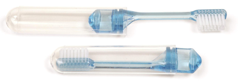 FRESHMINT Individually Wrapped Bulk 2-Piece Travel Toothbrush (100 Pack), Collapsible Toothbrush, Easy to Grip, Soft Nylon Bristles, Perfect for Trav