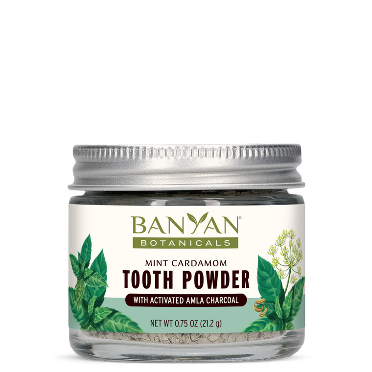 Banyan Botanicals Mint Cardamom Tooth Powder  Ayurvedic Fluoride-Free Toothpaste Alternative with Miswak & Activated Charcoal (from Amla)  0.75oz,