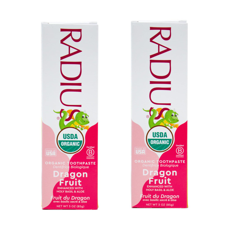 RADIUS USDA Organic Kids Toothpaste 3oz Non Toxic Chemical-Free Gluten-Free Designed to Improve Gum Health for Children's 6 Months and Up - Dragon Fr
