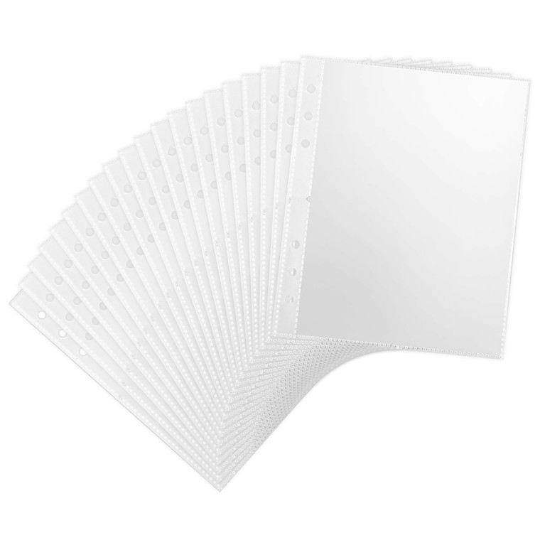 20 Sheets A5 Binder Sleeves 40 Pockets Clear Sheet Protectors 8.2 x 6.14" Photocard Sleeves Double Sided Plastic Sleeve 6 Hole Refill Pages Sheet Pro