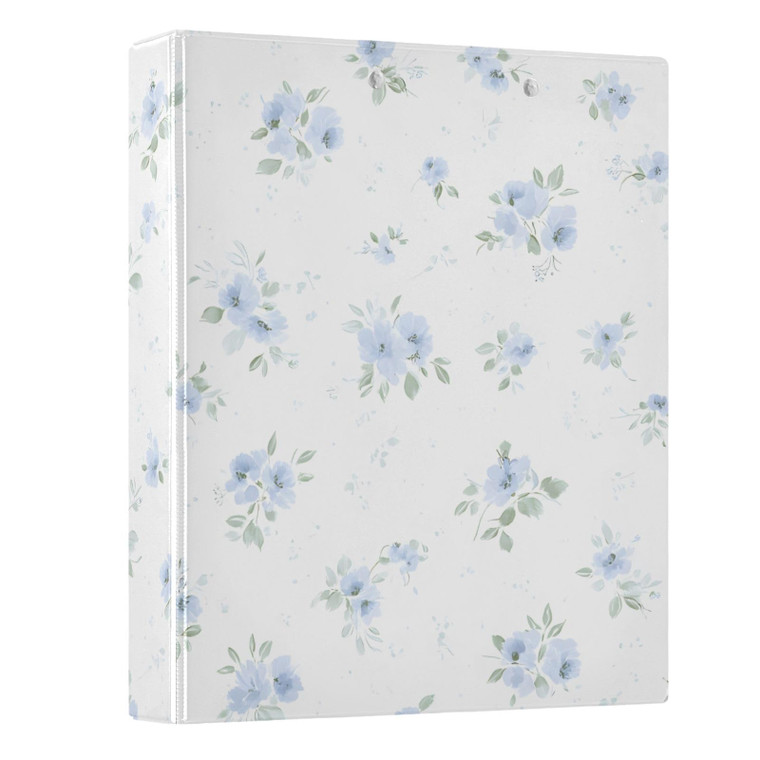 3 Ring Binders Blue Flowers Floral 1.5 Inch Round Ring Binders with Pockets Decorative Clipboard Binder Holds 200 Sheets View Binder for Home School