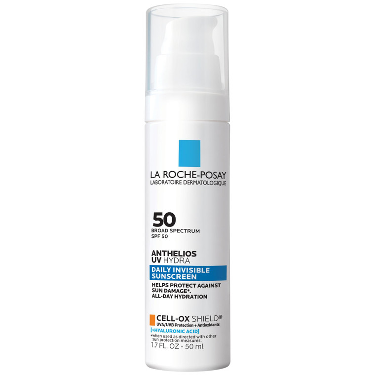 La Roche Posay Anthelios UV Hydra Sunscreen SPF 50, Daily Hydrating Sunscreen for Face with Hyaluronic Acid and Vitamin E, Broad Spectrum Invisible S