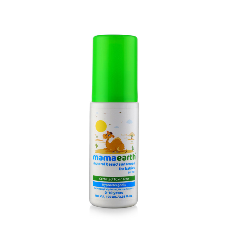 Mamaearth Mineral Based SPF 20+ Baby Sunscreen | Protects Against UV Rays & Soothes Skin | with Zinc Oxide | Waterproof & Safe for Delicate Skin | 3.