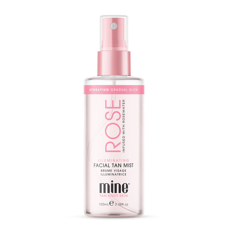 Minetan Rose Face Tan Mist | Clear Facial Self Tanning Spray | Gradual Daily Sunless Tanner, Infused | Soothing Rose Water & Vitamin C, Hydrating, Go