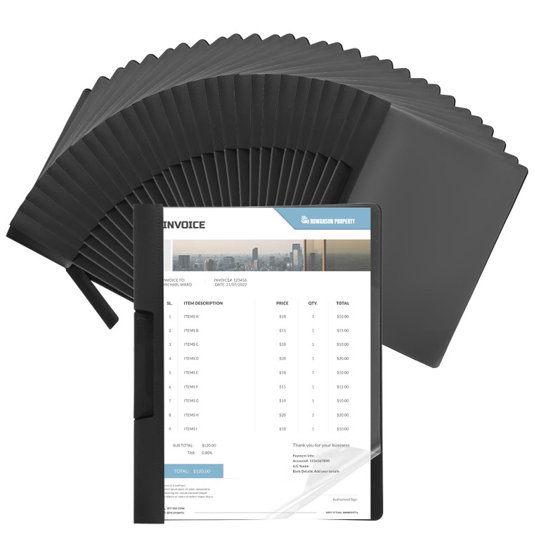 DOPENSPI 30 Pack Clear Report Covers with Sliding Bar, 11.4 x 9 Inch Report Folder Cover Presentation Folders with 60 Colorful Labels for Documents,