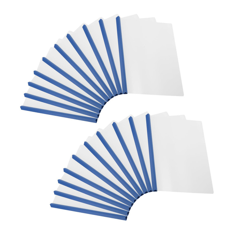 PATIKIL Clear Report Covers with Sliding Bar, 20 Pcs 15mm Slide-Grip Resume Cover 135 Sheets Capacity, A4 Presentation Folders for File, Resume, Blue