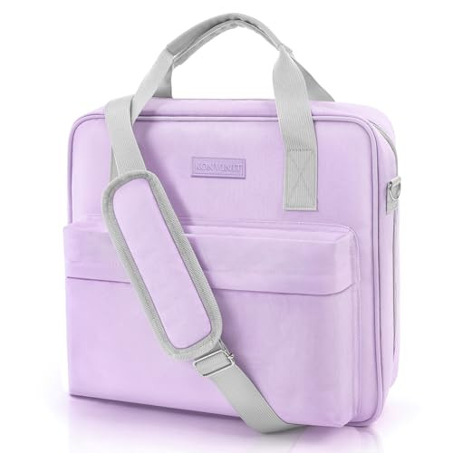 KONVINIT 3 Ring Zipper Binder with Handle & Shoulder Strap for School, 2 Inch Zip Up Portfolio Binder with Extra Pockets Holds 500 Sheets, Purple Tra