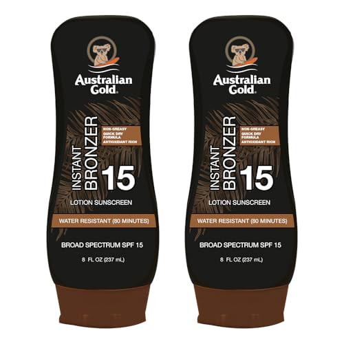 Australian Gold SPF 15 Lotion Bronzer, Twin Pack, 8 FL Oz (Pack of 2)