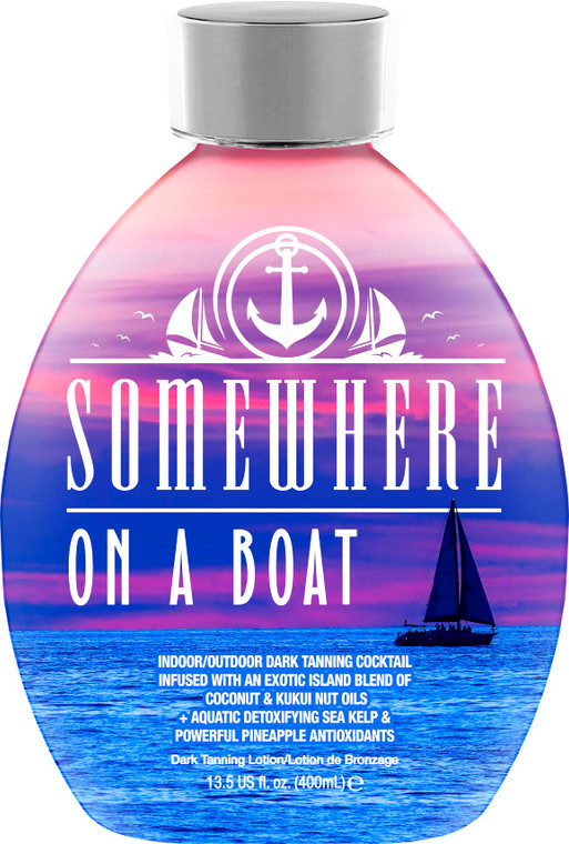 Somewhere On A Boat Tanning Lotion for Indoor Tanning Beds/Outdoor Sun Tan Dark Tanning Bed Lotion w/Coconut Oil, Pineapple & Shea Butter 13.5oz - Wh