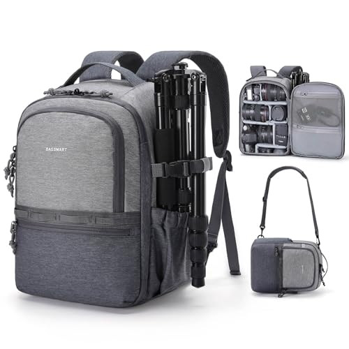 BAGSMART Camera Backpack, DSLR SLR Small Camera Bags for Photographers Compatible for Sony Canon Nikon, Shoulder Strap 2-in-1 Travel Backpack Fits 12