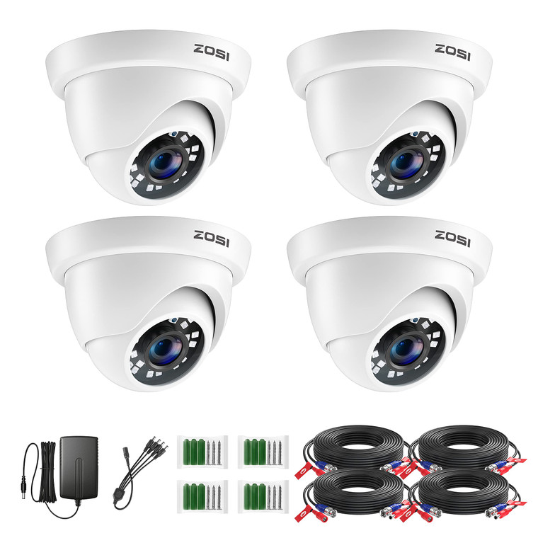 ZOSI 4 Pack 2MP 1080p HD-TVI Home Security Camera Outdoor Indoor 1920TVL, 24PCS LEDs, 80ft Night Vision, 90°View Angle, Weatherproof Surveillance CCT