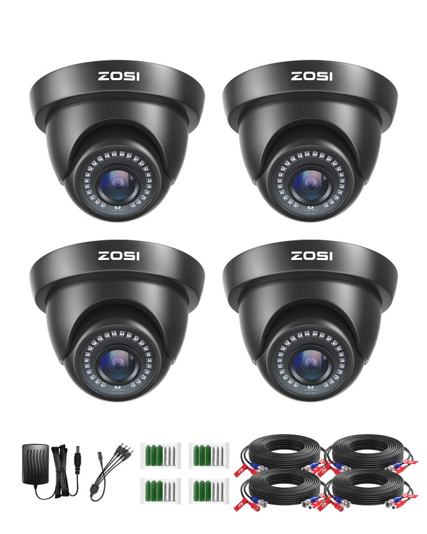 ZOSI 4 Pack 1080P 1920TVL HD-TVI Dome Security Cameras,Night Vision,2MP Indoor Outdoor Home Surveillance CCTV Camera for 1080P/5MP/4K TVI Analog DVR