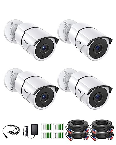 ZOSI 4PACK 1920TVL 1080P HD TVI Security Cameras 120ft Night Vision CCTV Cameras Home Security Day/Night Waterproof Camera for 720P,1080P,5MP,4K HD-T