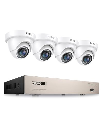 ZOSI 3K Lite 8CH H.265+ Home Security Camera System with AI Human/Vehicle Detection,Night Vision,5MP Lite 8 Channel CCTV DVR,4pcs 1080P 1920TVL 2MP O